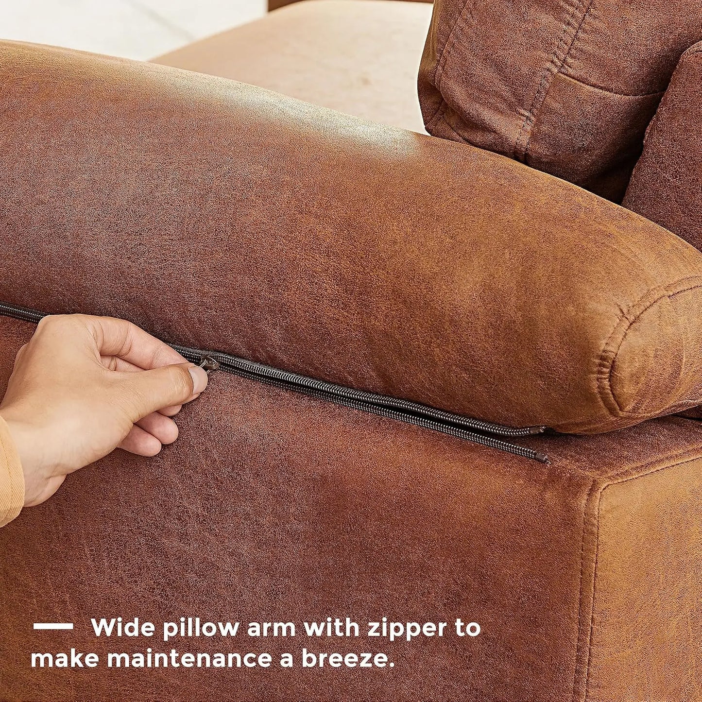 Modular Sectional Sofa, 100" Faux Leather 3-Seater Convertible Sofa with Chaise Modern Sectional Couches for Living Room