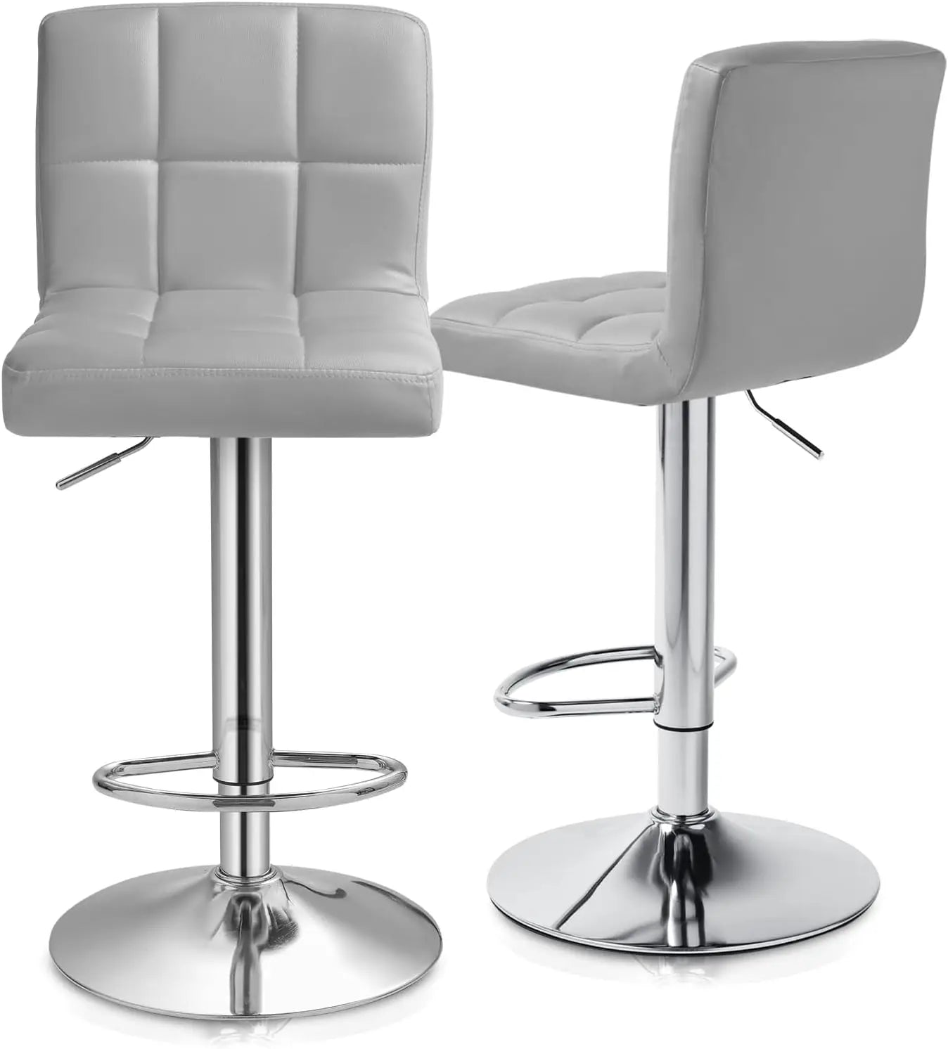 Bar Stools Set of 2 Counter Height Barstools Swivel Chairs Modern PU Leather Bar Stools with Back for Kitchen Island Adjustable