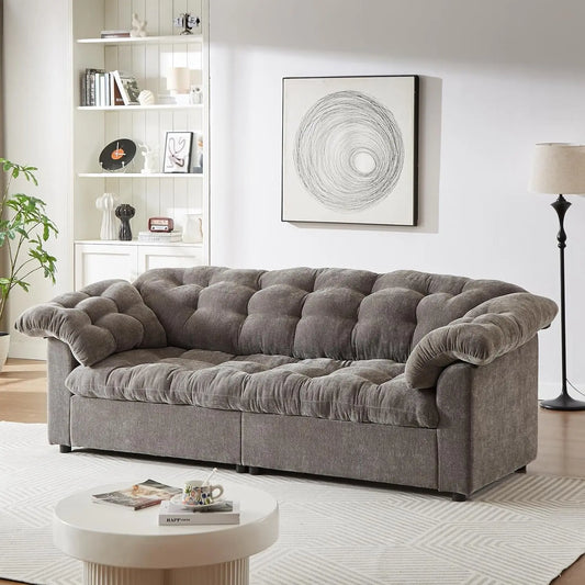 99.2" Cloud Couch Sofa for Living Room 3-Seater Oversized Couches with Thickened Armrests, Plush Chenille Fabric & Deep Seat