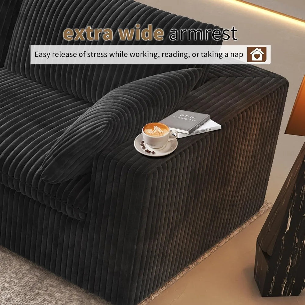 118" 3-Seater Cloud Sofa,Modular Sectional Couch,Modern Deep Seat Upholstered Couches with Plush Corduroy Fabric for Living Room