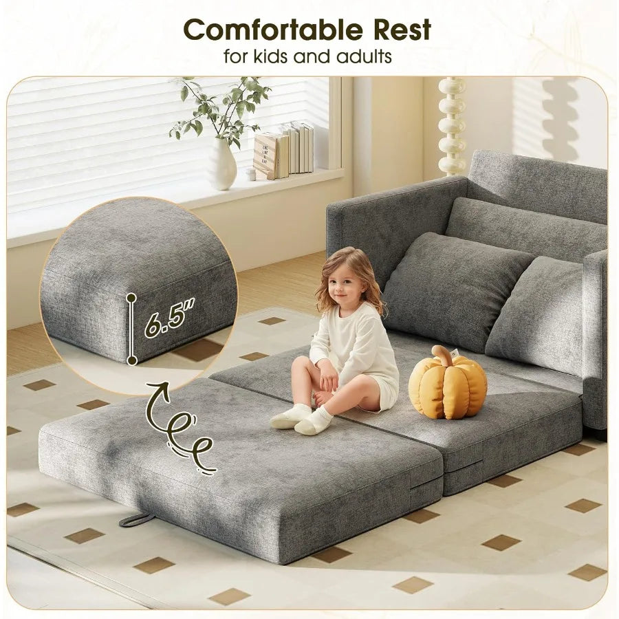 51 Convertible Sofa Bed 2 in1 Folding Sofa Bed Loveseat Sleeper Sofa for Small Spaces Fold Out Floor Couch with 2 Pillows for A