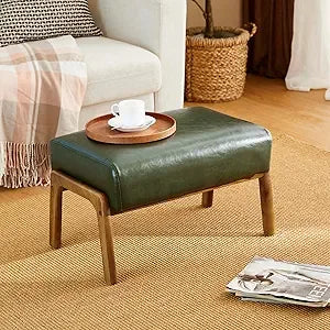 15.5"(H) Footrest Stool, Leatherette Ottoman, Accent Padded Sofa Foot Stool for Accent Chair, Wood Frame Foot Rest Ottoman for