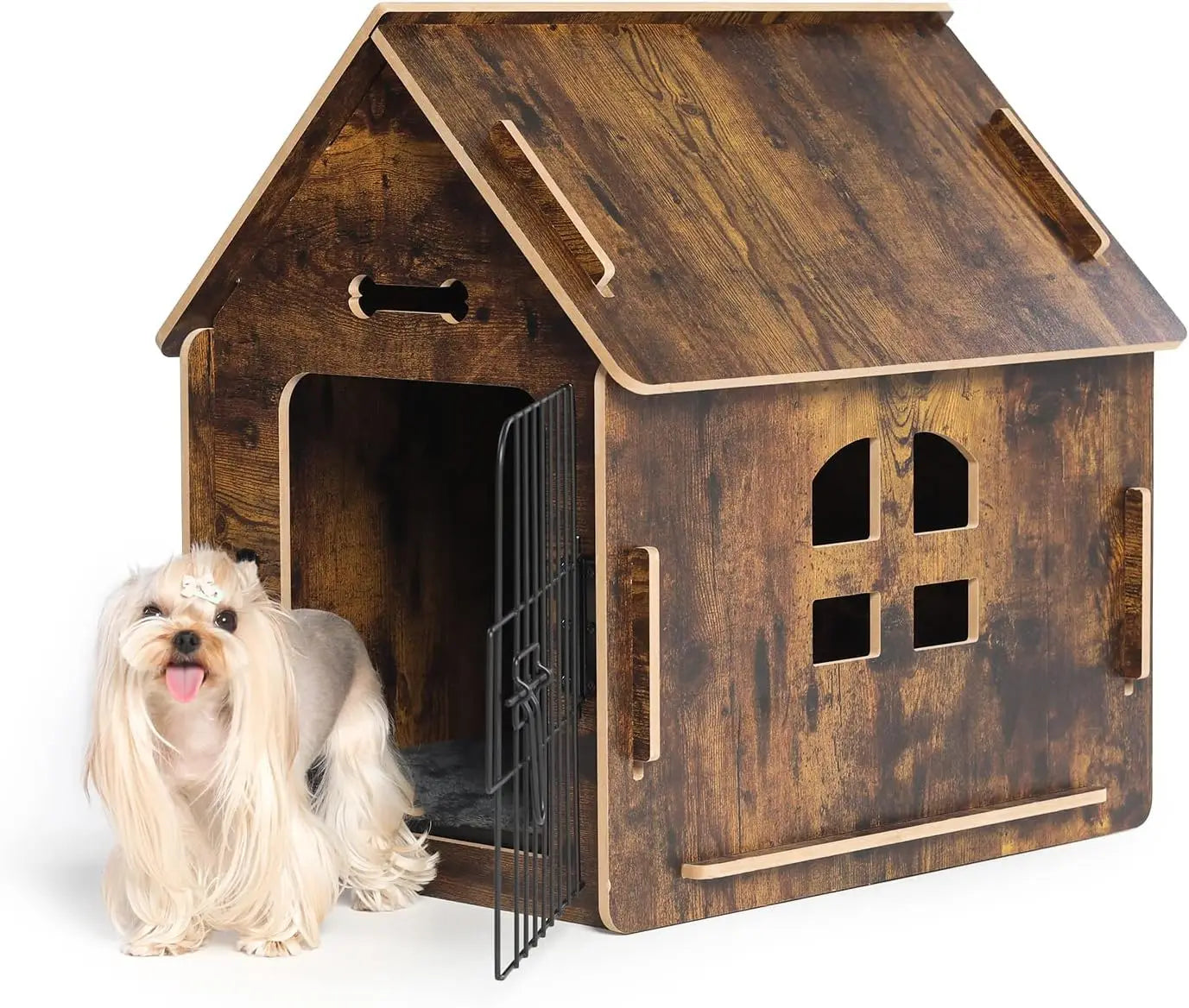 Dog House Indoor for Small Dogs or Cats, Cozy Wooden Design, Small Indoor Bed House, with Air Vents and Elevated Floor Warm Dog