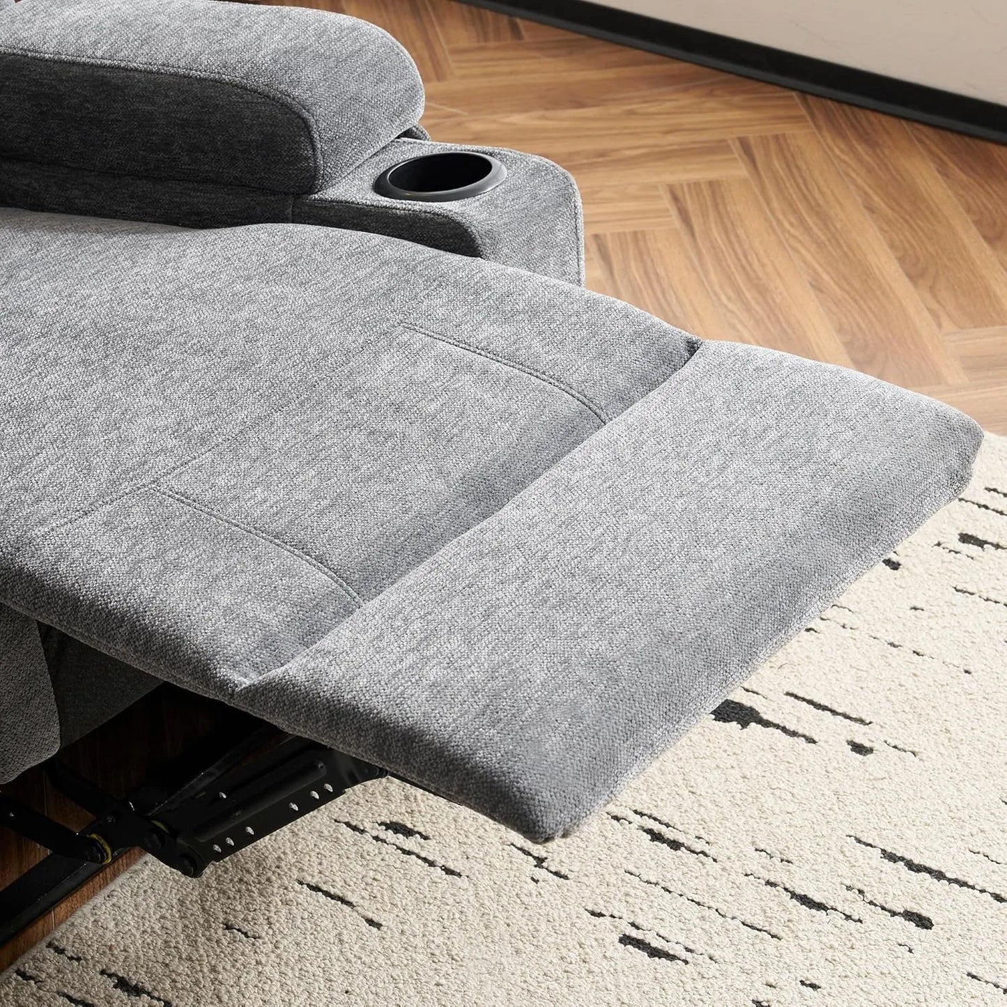 Manual Reclining Sofa with Storage Drawer, 3 Seat Wall Hugger Recliner Couch with Cup Holders, Side Pockets