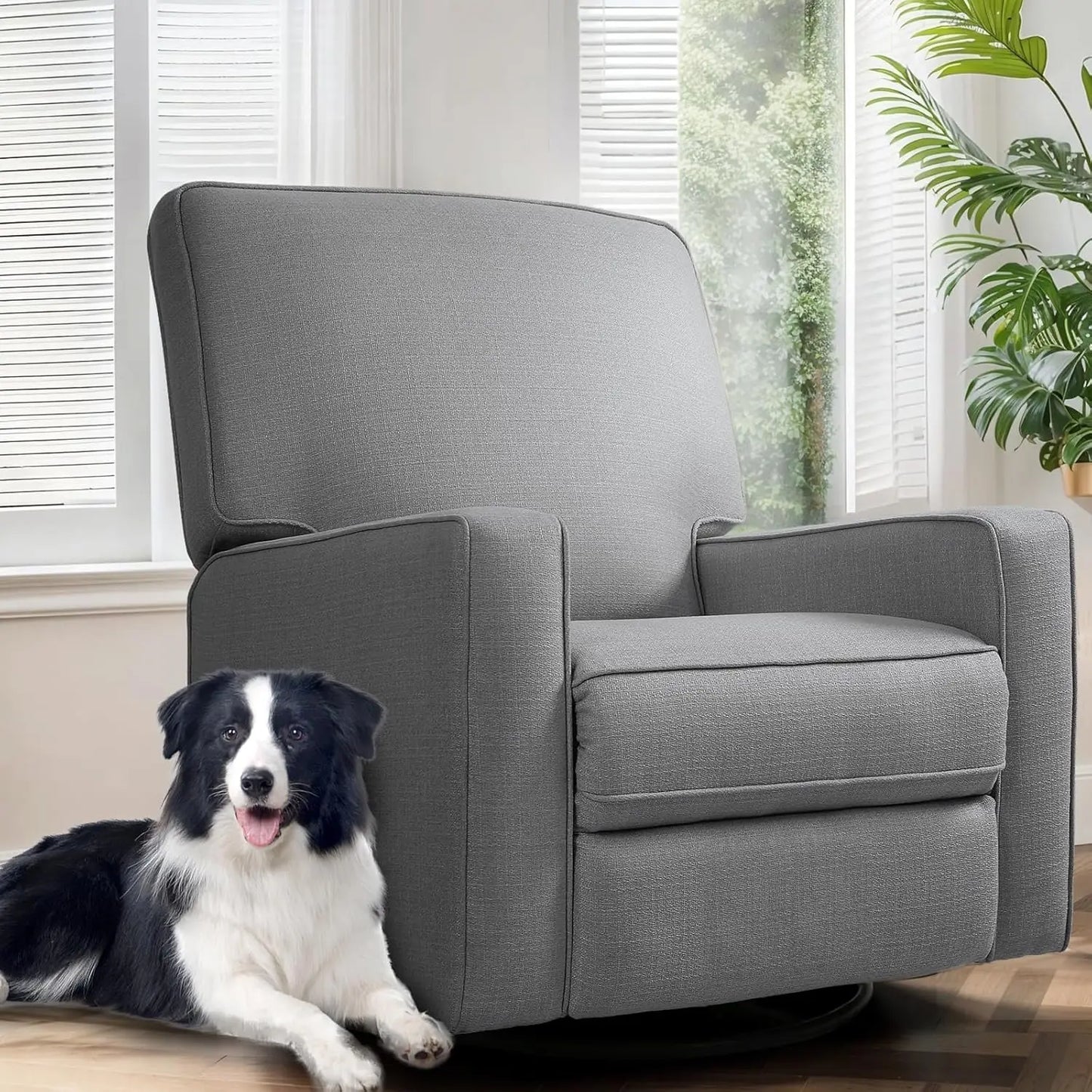 Manual Rocker Recliner Chair for Adults, High Back Glider with Deep Seat, Upholstered Fabric Armchair for Living Room & Nursery