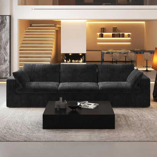 118" 3-Seater Cloud Sofa,Modular Sectional Couch,Modern Deep Seat Upholstered Couches with Plush Corduroy Fabric for Living Room