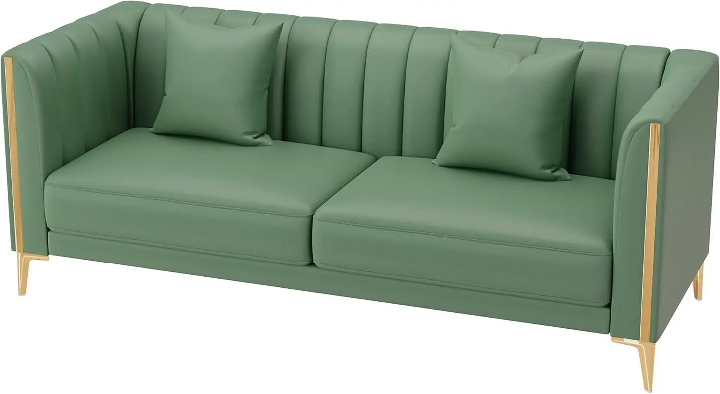 78'' Sofa,  Couches for Living Room, Comfy Sofas Faux Leather Sofa 3 Seater Couches with 2 Throw Pillows