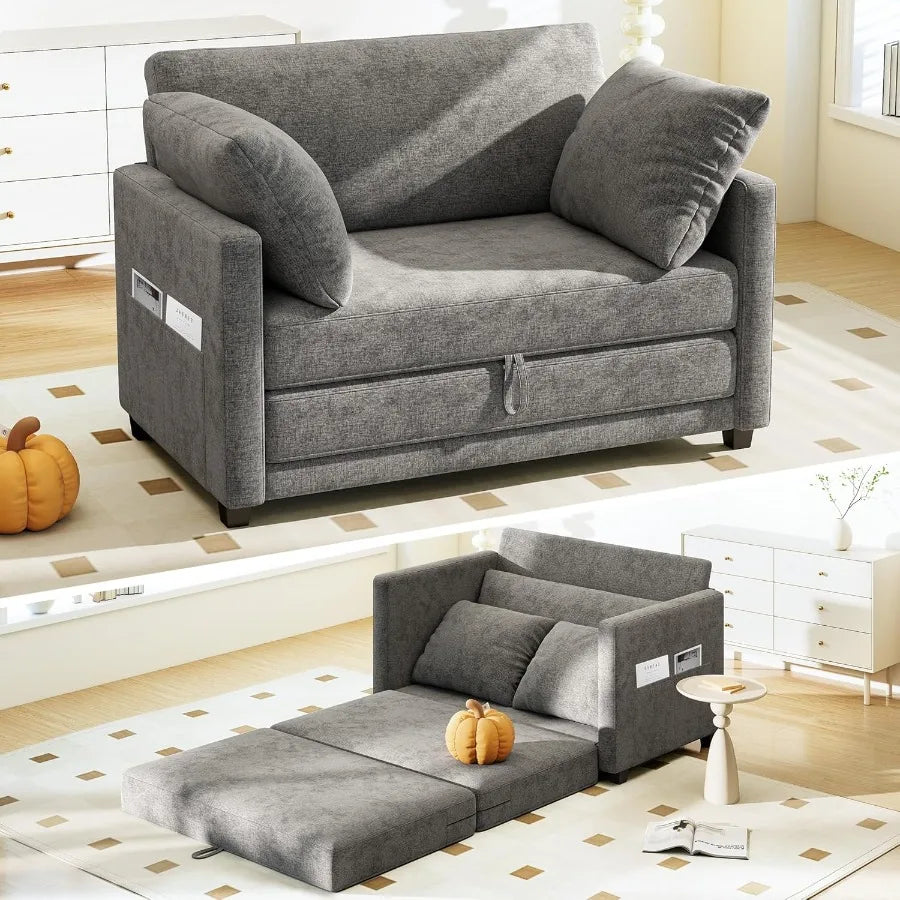 51 Convertible Sofa Bed 2 in1 Folding Sofa Bed Loveseat Sleeper Sofa for Small Spaces Fold Out Floor Couch with 2 Pillows for A