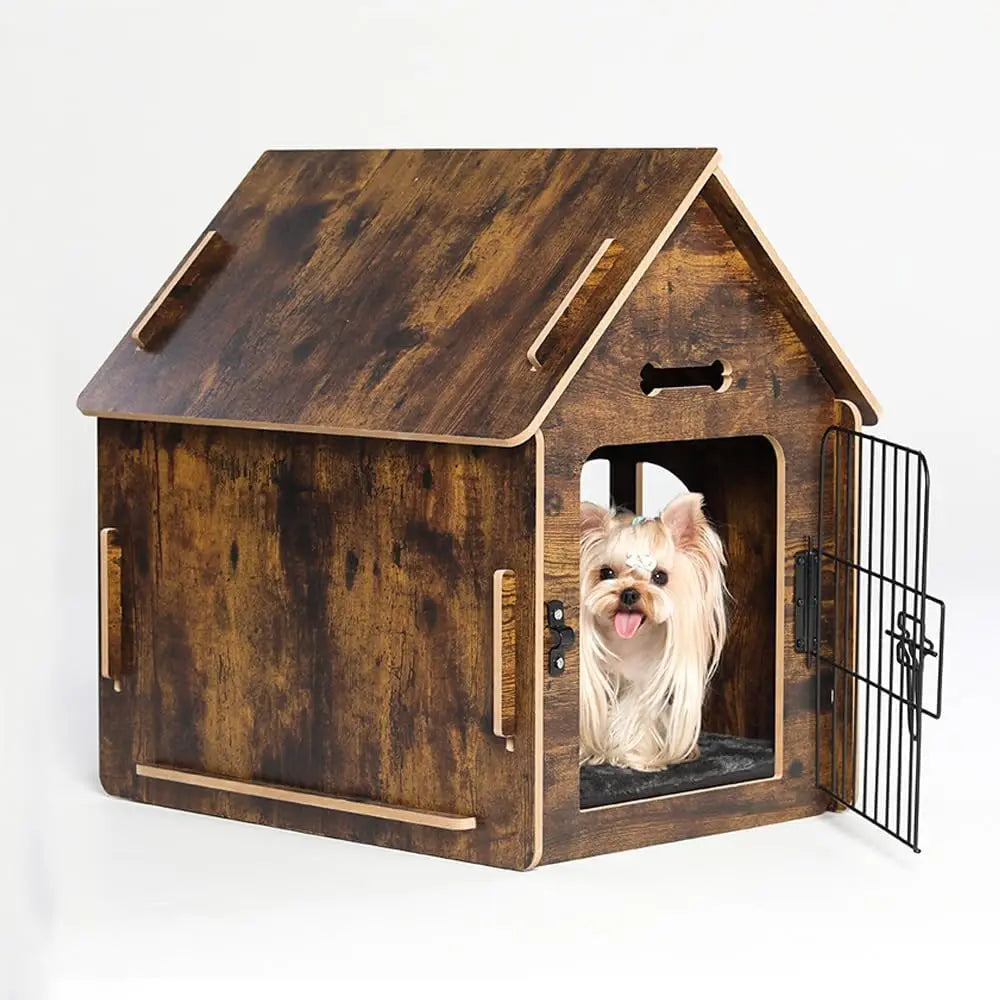 Dog House Indoor for Small Dogs or Cats, Cozy Wooden Design, Small Indoor Bed House, with Air Vents and Elevated Floor Warm Dog