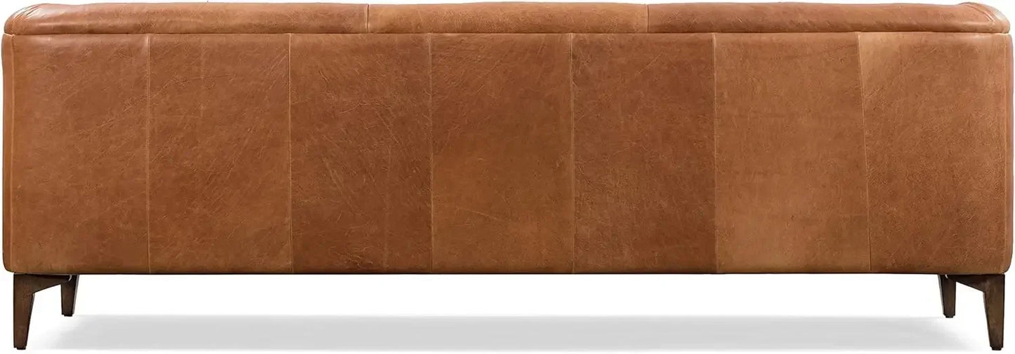 Essex Leather Couch – 89-Inch Sofa with Tufted Back - Full Grain Leather Couch with Feather-Down Topper On Seating Surfaces