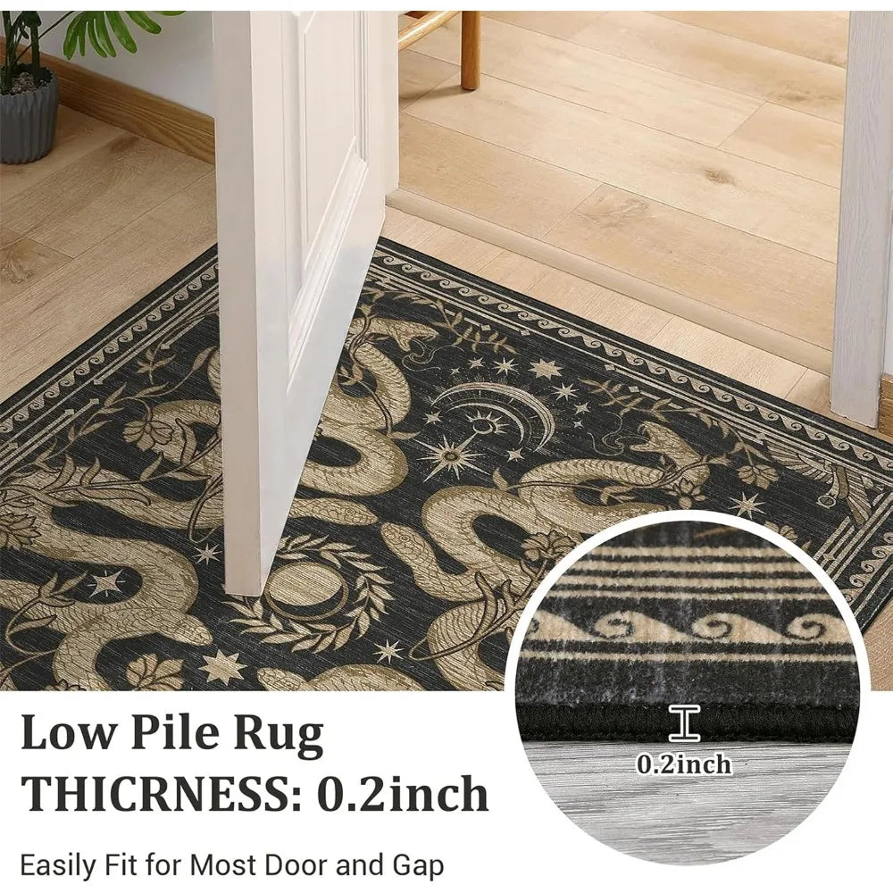 Snake 8 x 10 Rug for Living Room Washable Non Slip Forest Soft Low-Pile Stain Resistant Thin Large Throw Carpet for Bedroom Dini
