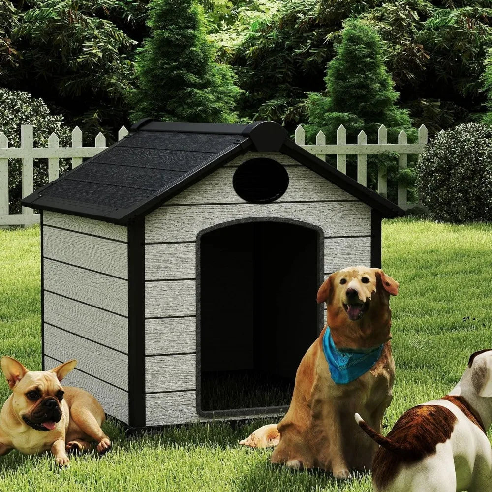 Large Dog House Outdoor Weatherproof, 3XL Big Dog House for 2 Large Dogs Outside, Insulated Igloo Pet House with Elevated Floor