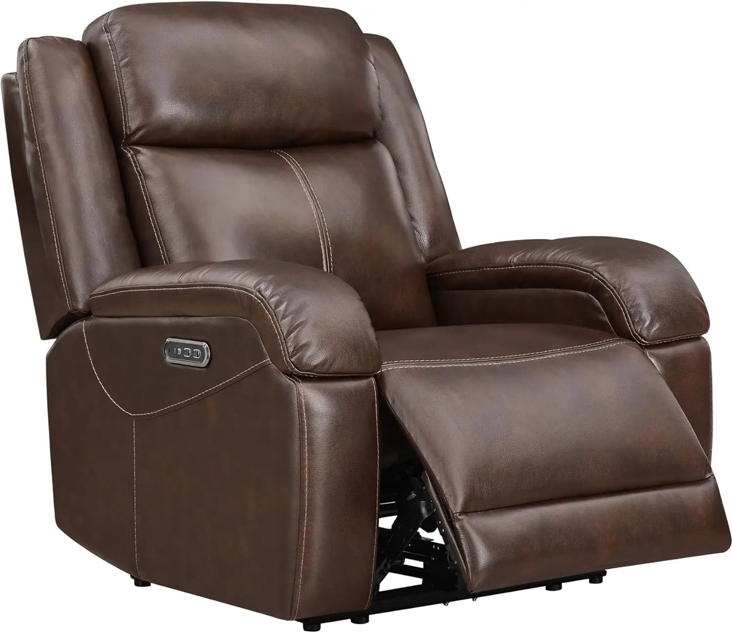 Genuine Leather Power Recliner Chairs for Adults, Wall Hugger RV Recliner with Power Headrest & Charging Ports