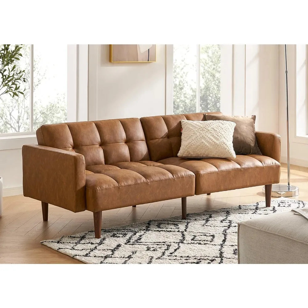 Aaron 76.8" Couch, Small Futon Sofa Bed, Sleeper, Loveseat, Mid Century Modern Futon Couch, Sofa Cama, Couches for Living Room