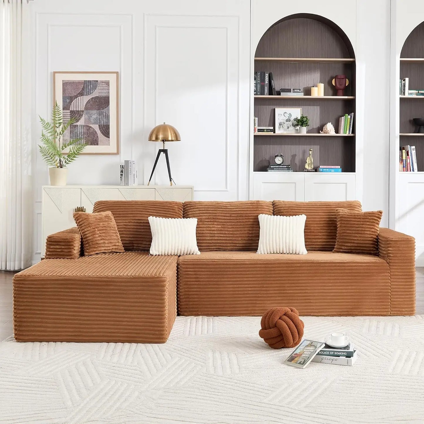 Boneless Couches for Living Room, Modular Sectional Sofa with Oversized Chaise, L-Shape Cloud Couch with Deep Seat, High-Density