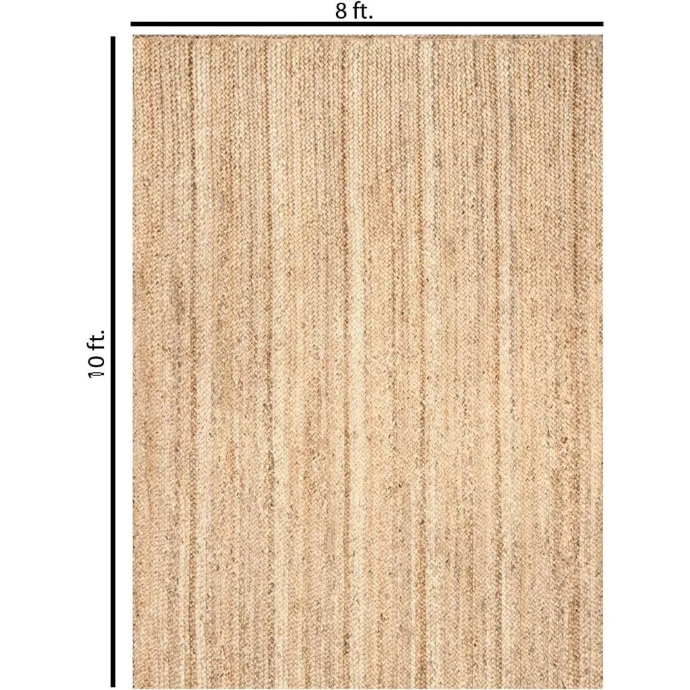 Handwoven Jute Area Rug - Feet Natural Yarn - Rustic Vintage Beige Braided Reversible Rectangular Rugs for Bedroom - Kitch