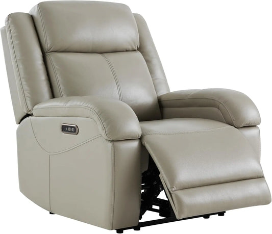 Genuine Leather Power Recliner Chairs for Adults, Wall Hugger RV Recliner with Power Headrest & Charging Ports