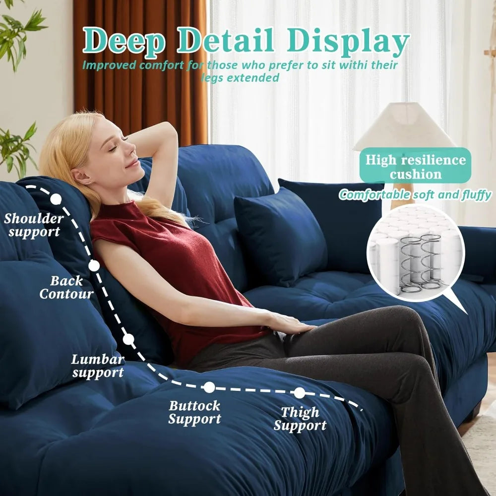 Modern Living Room Velvet Recliner Sofa, Loveseat Sofa for Apartment, Storage Sofa with Solid Wood Frame, Easy to Install