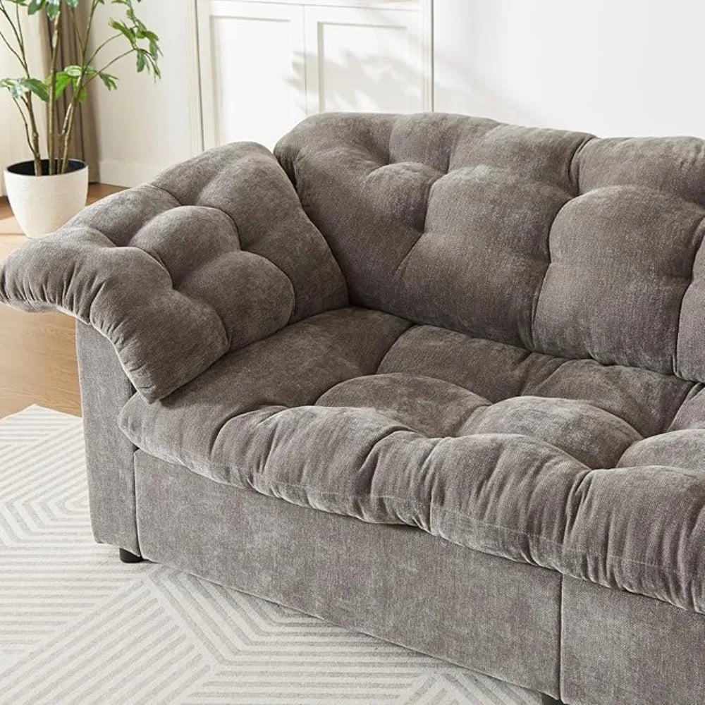 99.2" Cloud Couch Sofa for Living Room 3-Seater Oversized Couches with Thickened Armrests, Plush Chenille Fabric & Deep Seat