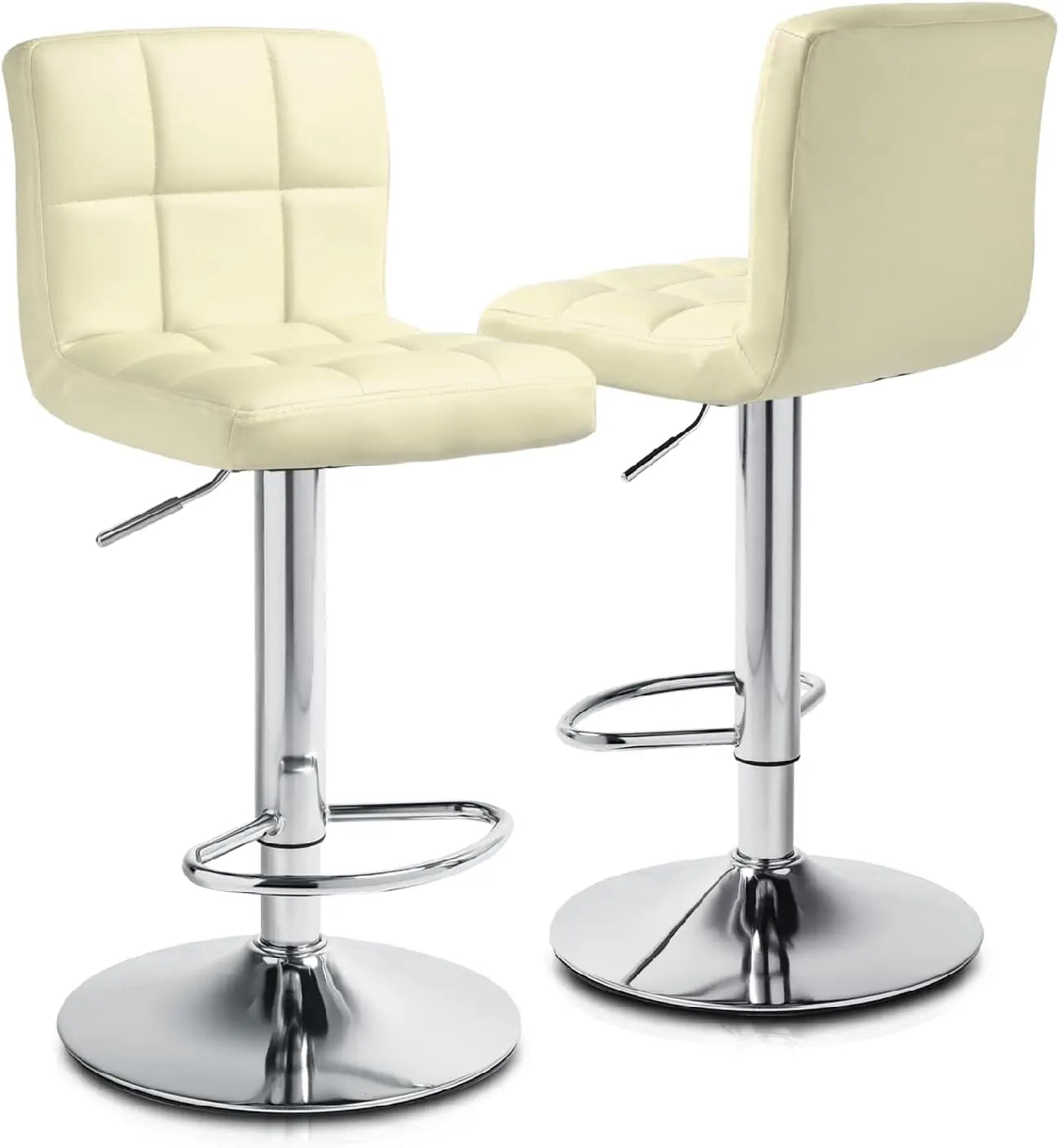 Bar Stools Set of 2 Counter Height Barstools Swivel Chairs Modern PU Leather Bar Stools with Back for Kitchen Island Adjustable