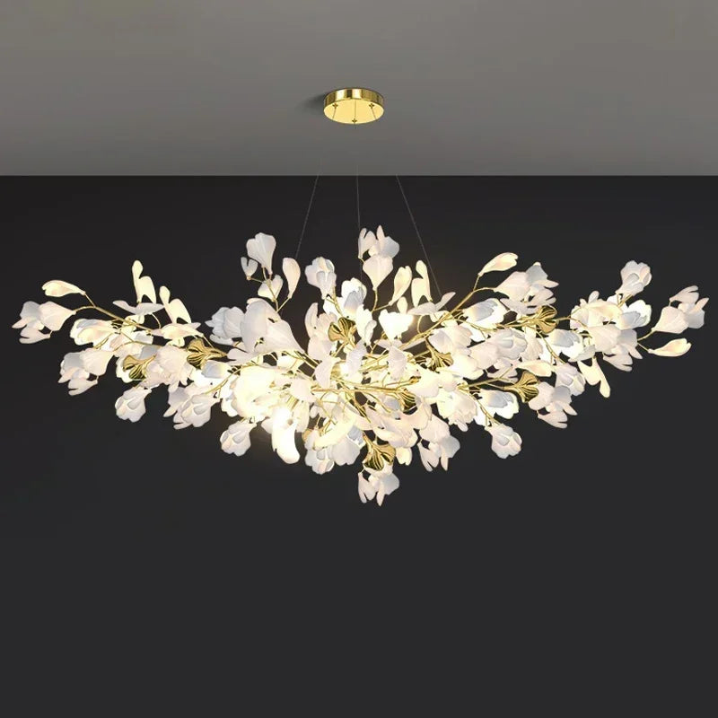 Modern Luxury Ginkgo LED Chandeliers Living Dining Room Home Pendant Lights Hotel Restaurant Decor Elegant Lights Fixture