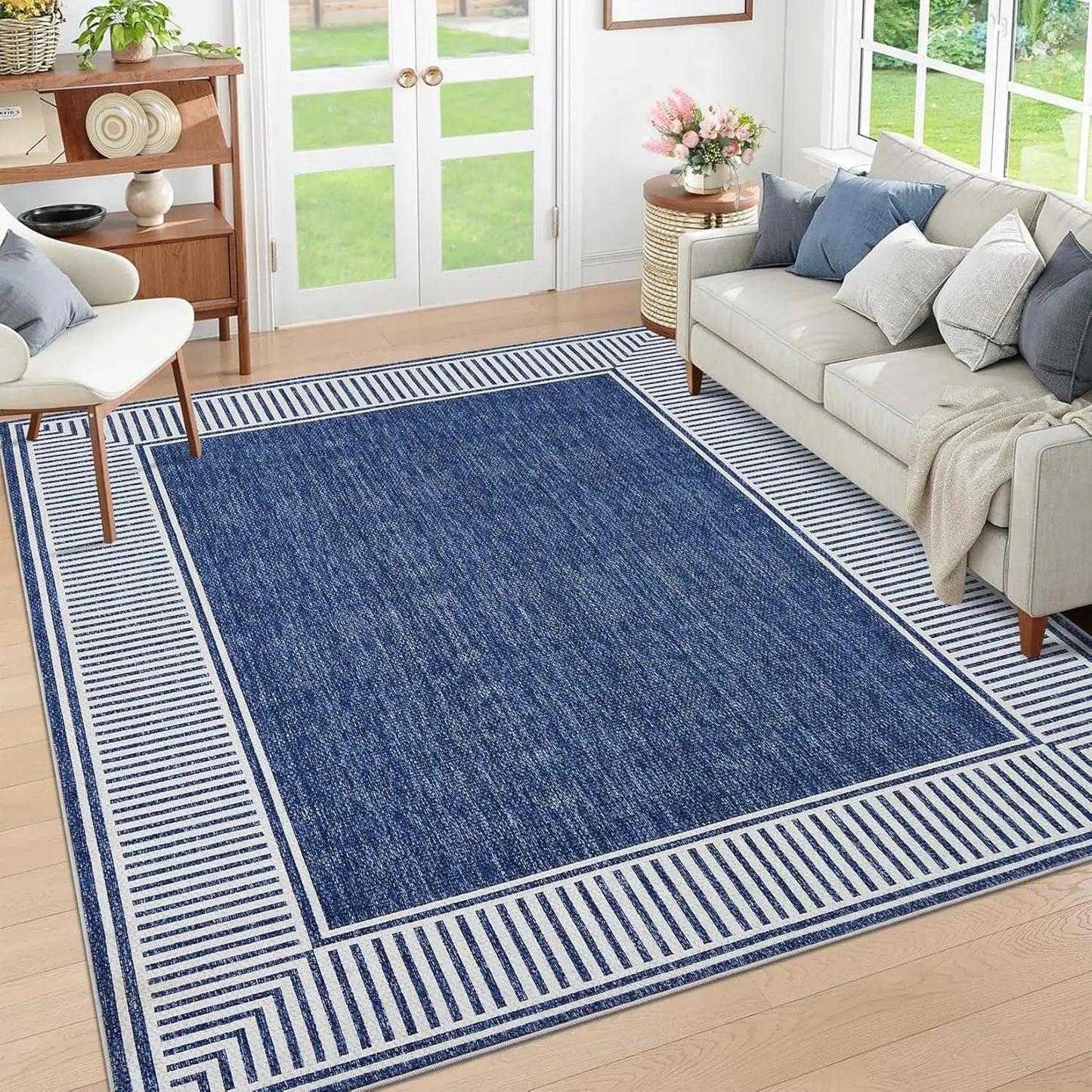 Area Rugs for Living Room 9x12 Modern Bordered Rugs Accent Rug Foldable Carpet for Bedroom Living Room Home Office