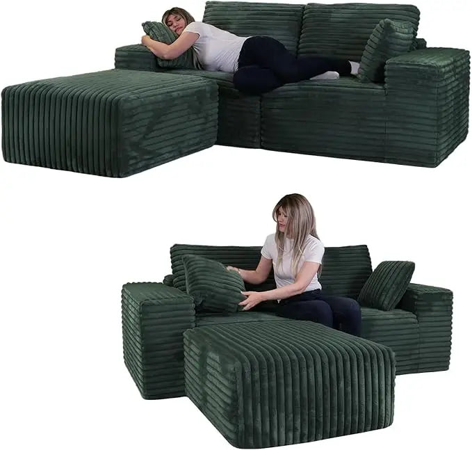 Boneless Couch with Ottoman, Cloud Sofa Modular Sectional Small L-Shaped Sofa, Memory Foam Couch, Upholstered Couches