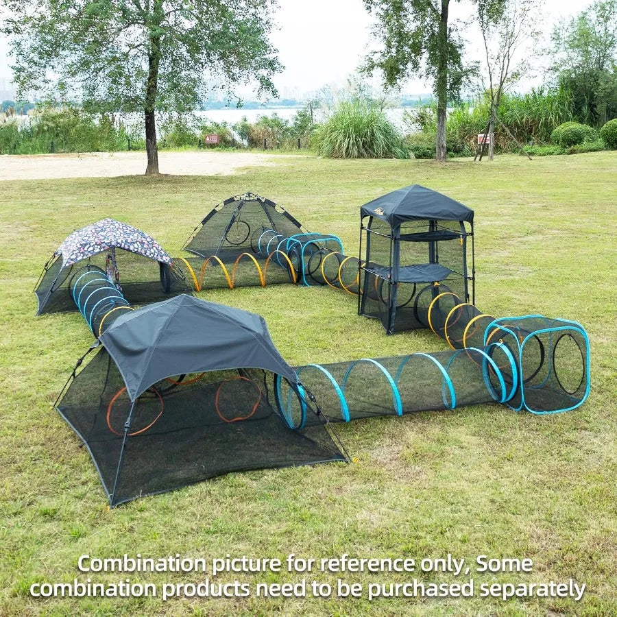 Cat Play Tunnel + Cube with Three Ways for Indoor and Outdoor Kitty Play House Cat Enclosures Collapsible Kitty Tent Kitten Toy