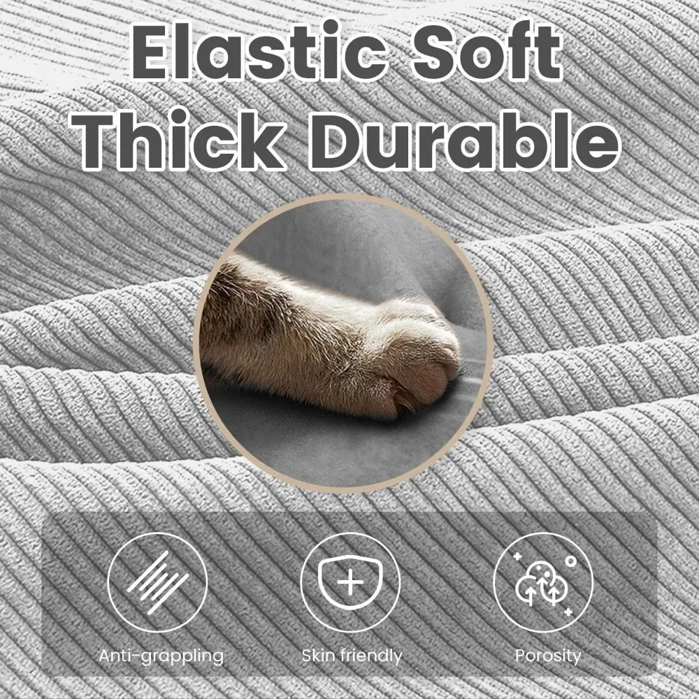 Oversized Modular Sectional Sofa with Movable Ottoman, 112 Inch 4 Seat Modern Corduroy Sofa Set, Convertible L Shaped Couch