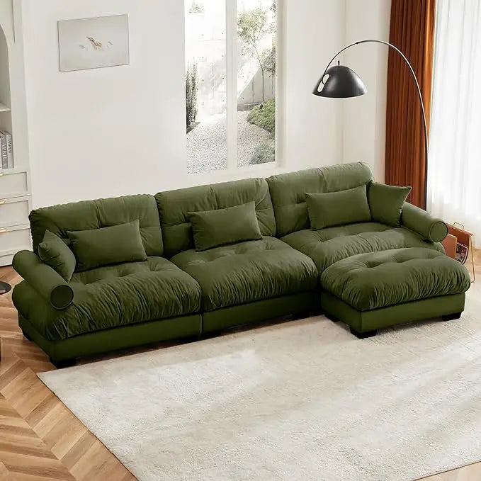 130"Oversized Couch, 3 Seater Modular Sectional Sofa,Large L Shaped Sectional Couches for Living Room, Fluffy Couch Set,3 Seater