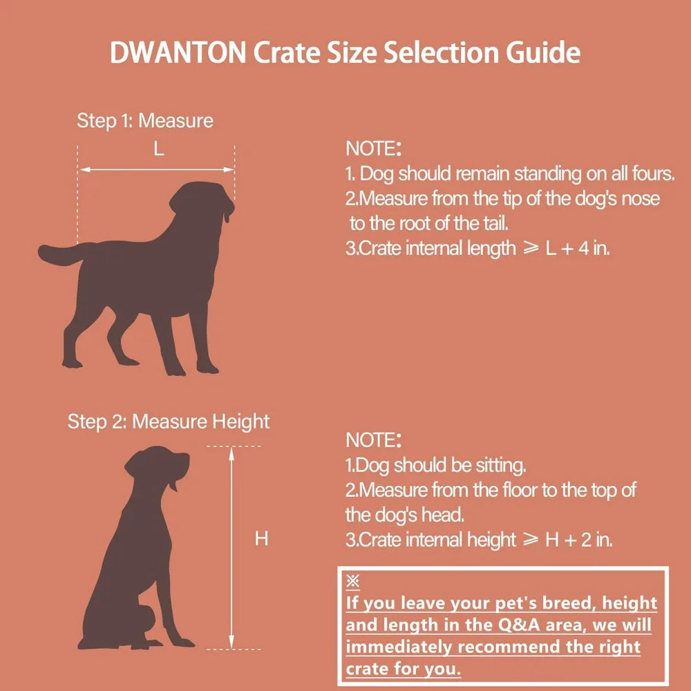 DWANTON Dog Crate Furniture with Cushion, Wooden Kennel Table with Double Doors, Indoor Dog House, Small/Medium/Large/Extra Larg