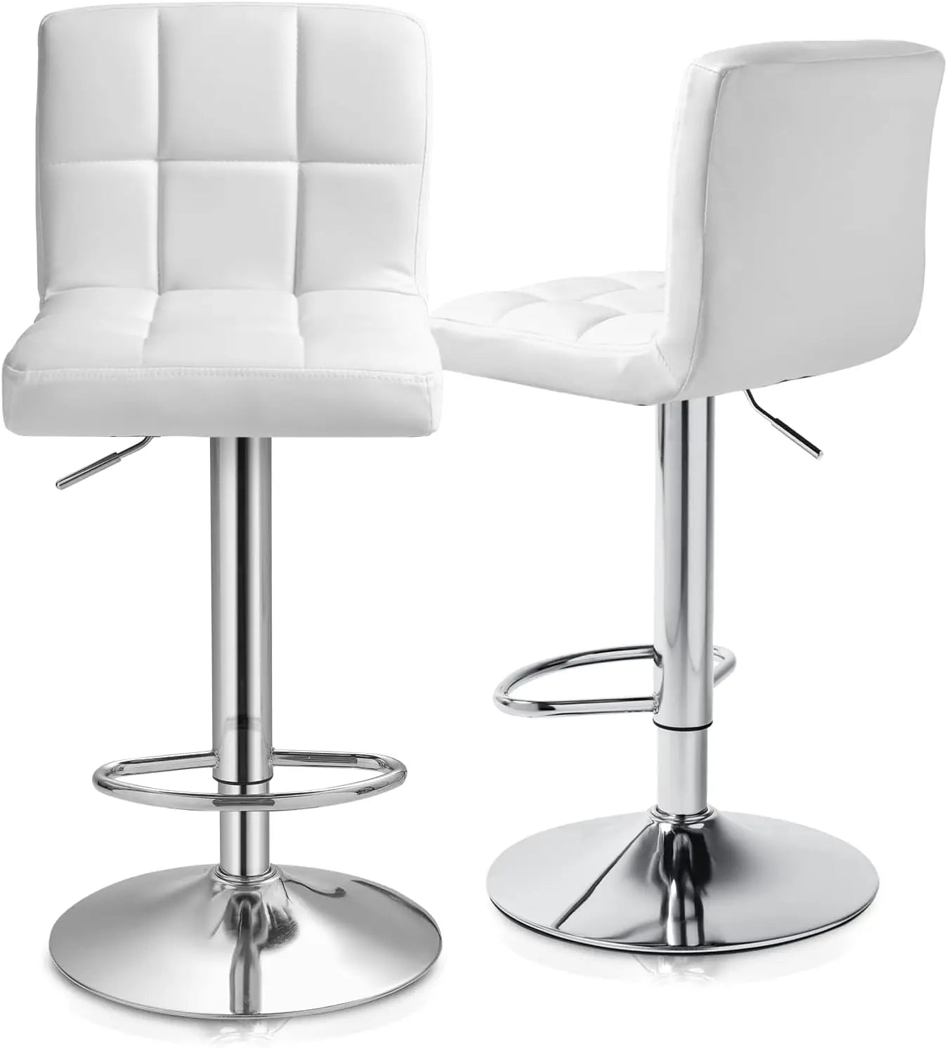 Bar Stools Set of 2 Counter Height Barstools Swivel Chairs Modern PU Leather Bar Stools with Back for Kitchen Island Adjustable