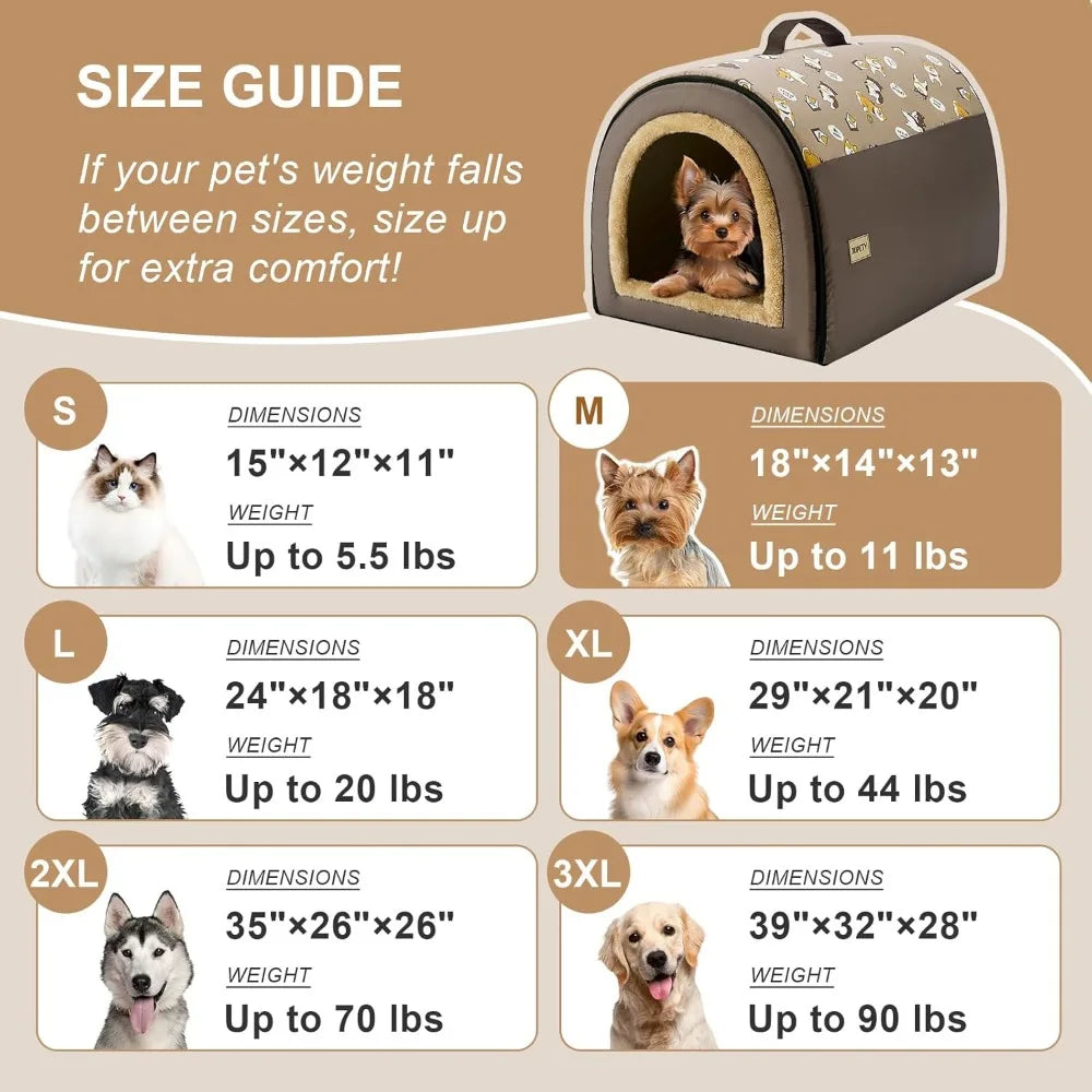 Indoor Dog House, 2 in 1 Portable Foldable House Bed with Cover, Pet Tent & Cave Bed for Cats and Small Dogs, M(18"×14"×13"), U