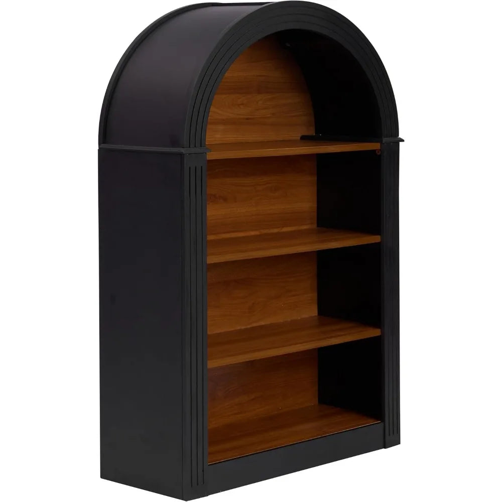 45.67" Freestanding Arched Bookcase, Modern 4-Tier Arched Bookshelf,Wooden Bookshelves for Home Office, Living Room,Black