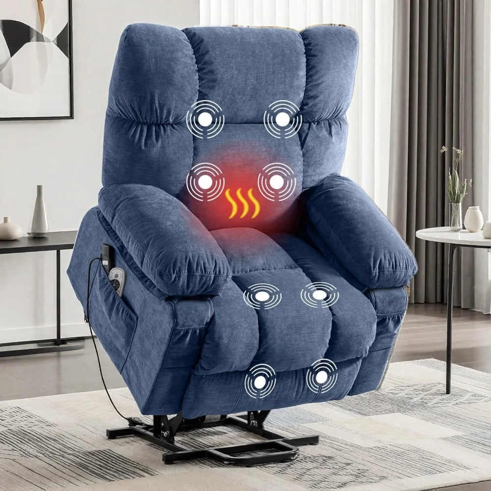 Power Lift Recliner Chair with Vibration Massage & Lumbar Heating for Elderly, Electric Lift Chair with USB Charging Port & Side