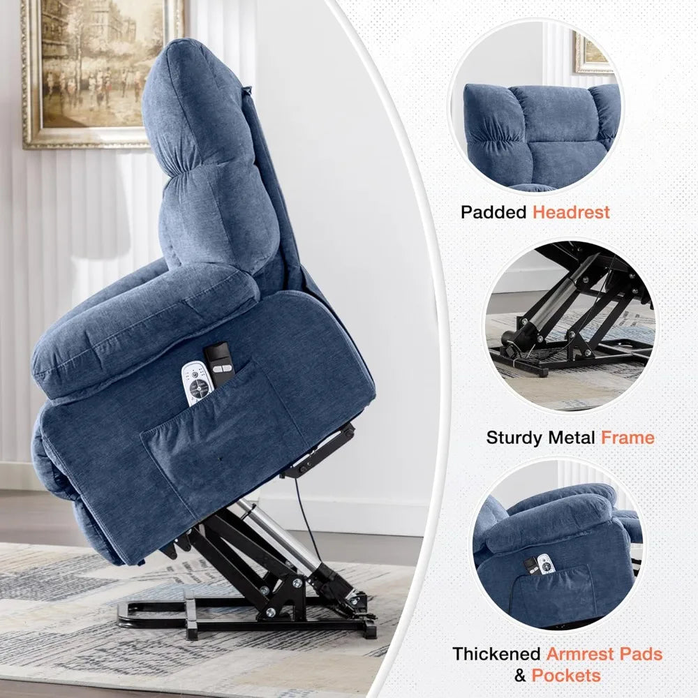 Power Lift Recliner Chair with Vibration Massage & Lumbar Heating for Elderly, Electric Lift Chair with USB Charging Port & Side