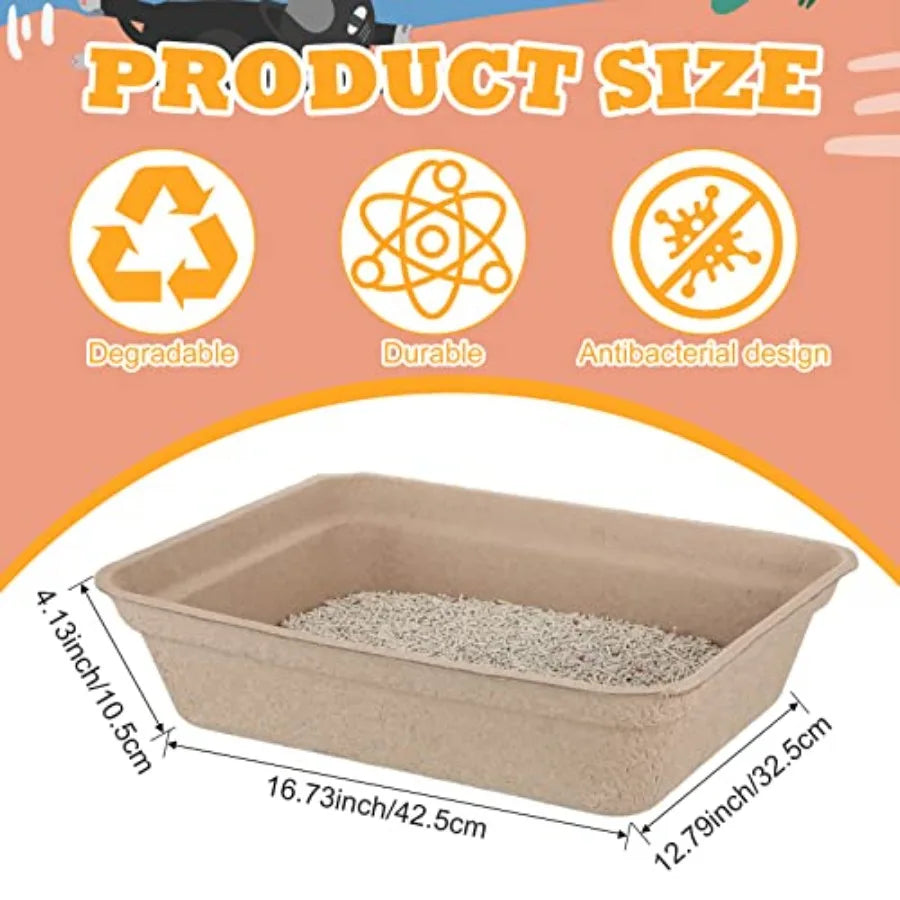 30 Pack Disposable Paper Cat Litter Boxes 16.7 x 12.8 x 4.1 Inch Portable Litter Trays for Cats Kittens Hamsters Guinea Pigs Mi